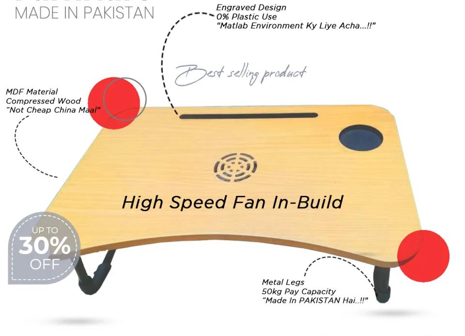 Multi-Function Laptop Bed Table – Fan & Holders