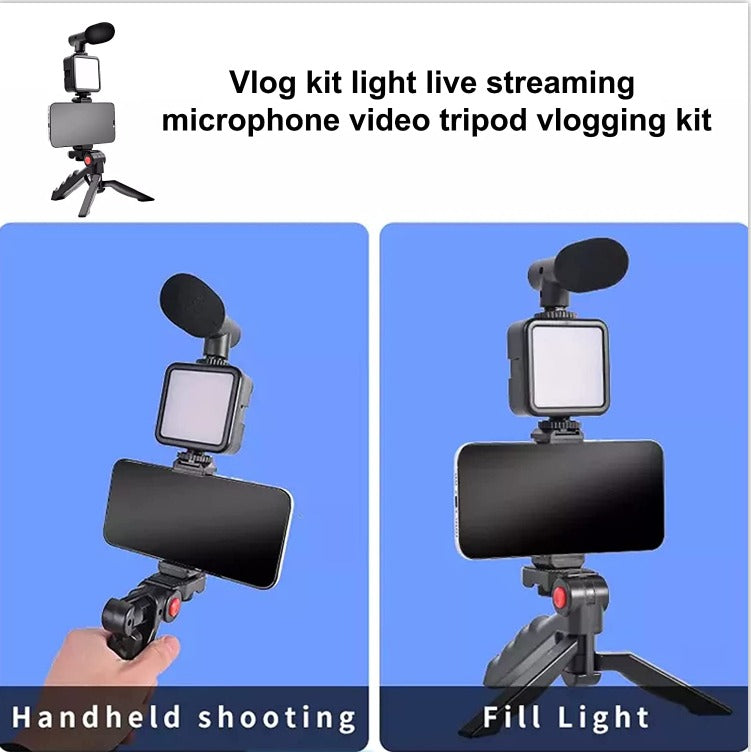Shopping Spot AY-49 Video Making & Vlogging Kit – Tripod, Ring Light & Microphone Combo
