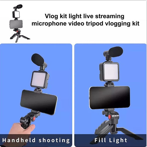Shopping Spot AY-49 Video Making & Vlogging Kit – Tripod, Ring Light & Microphone Combo