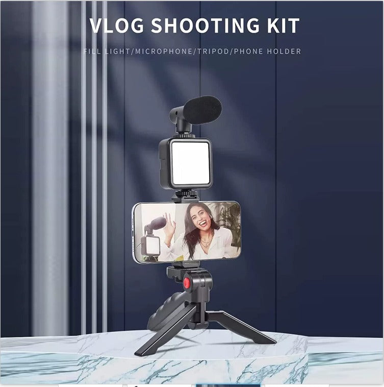 Shopping Spot AY-49 Video Making & Vlogging Kit – Tripod, Ring Light & Microphone Combo