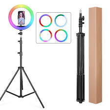 RGB Ring Light with Stand – 7 Colors, Adjustable