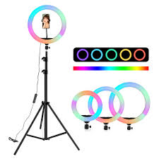 RGB Ring Light with Stand – 7 Colors, Adjustable