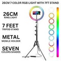 RGB Ring Light with Stand – 7 Colors, Adjustable