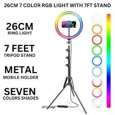 RGB Ring Light with Stand – 7 Colors, Adjustable