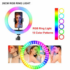 RGB Ring Light with Stand – 7 Colors, Adjustable