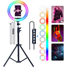 RGB Ring Light with Stand – 7 Colors, Adjustable