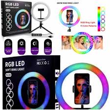 RGB Ring Light with Stand – 7 Colors, Adjustable